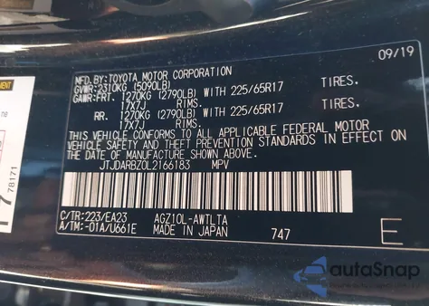 2020 Lexus Nx 300 из США, поврежденный, VIN JTJDARBZ0L2166183